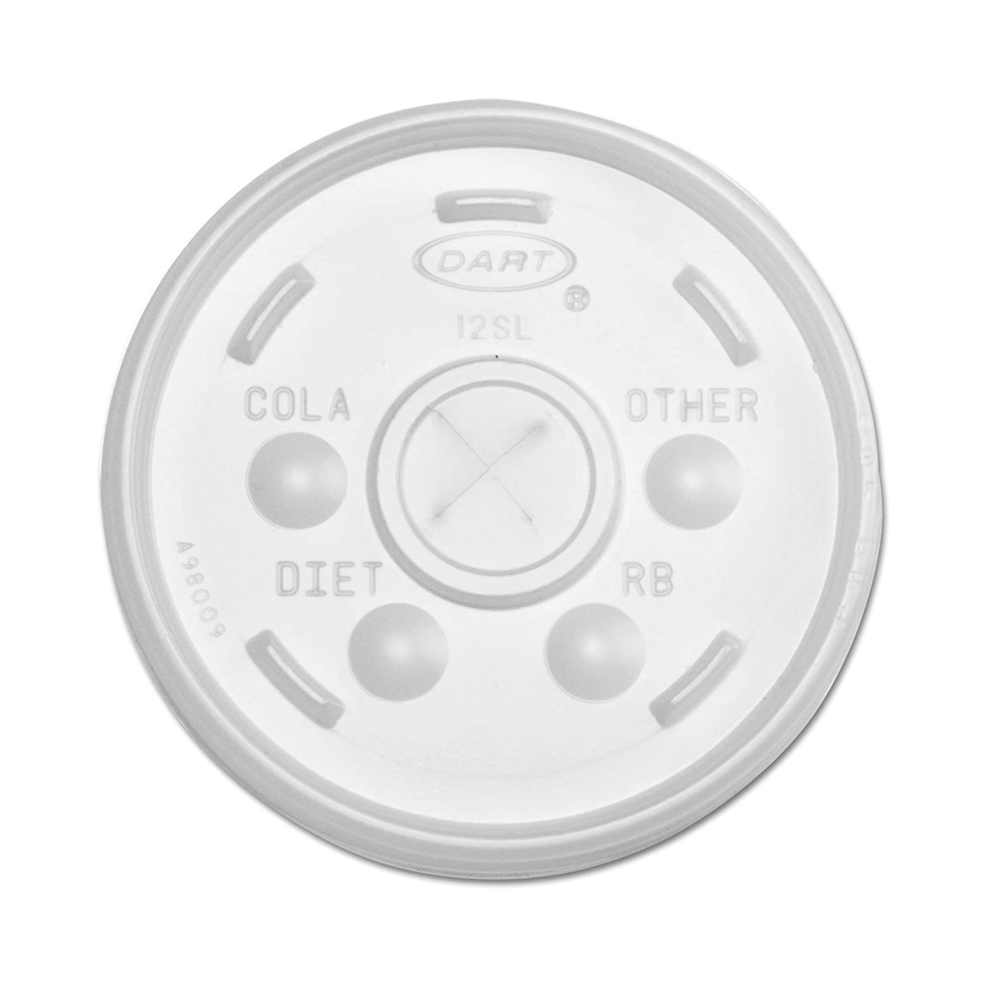 762997 - Dart - Dart Drinking Cup Lid For 12111200, 10J12, 12J!2, 14J12, 14FJ12 Foam Cups Translucent Plastic, 12SL, Case of 1000, (CS)