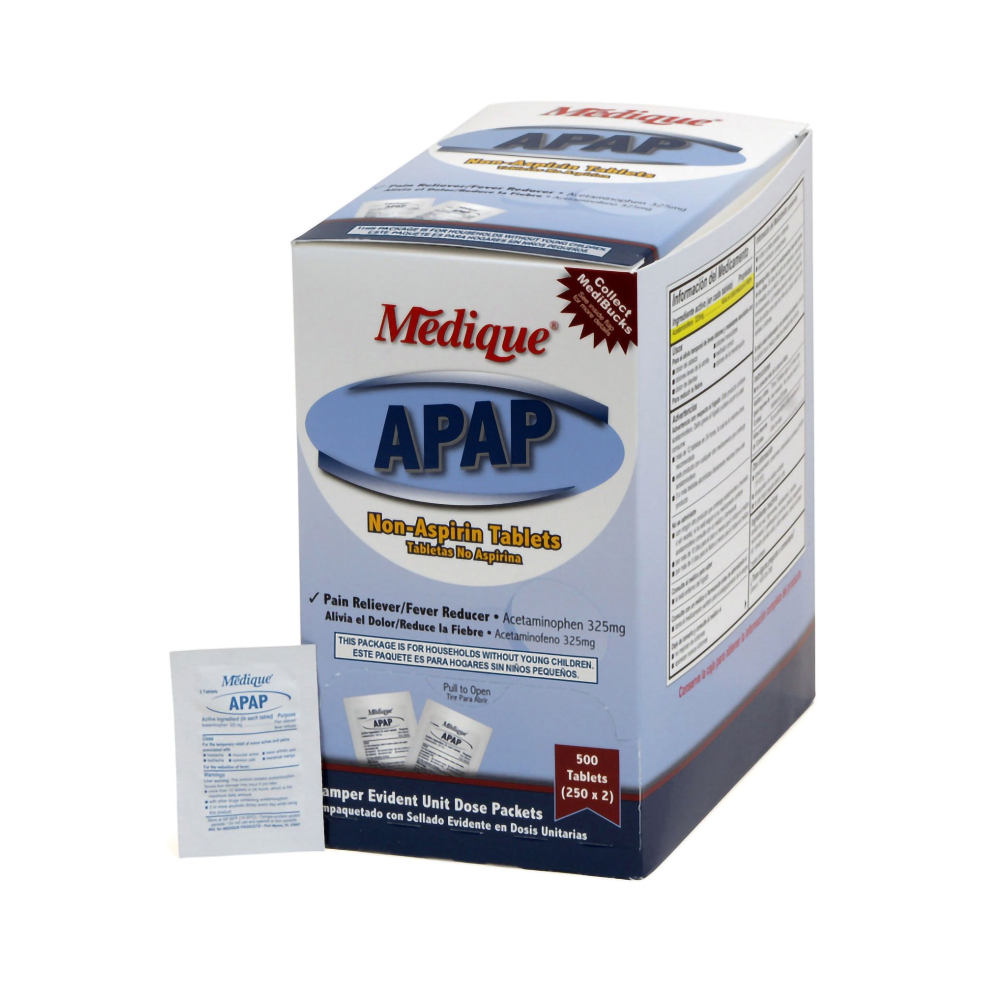 995478 - Medique - Medique Pain Relief 325 mg Strength Acetaminophen Unit Dose Tablet 250 per Box, 14513, Box of 1, (BX)