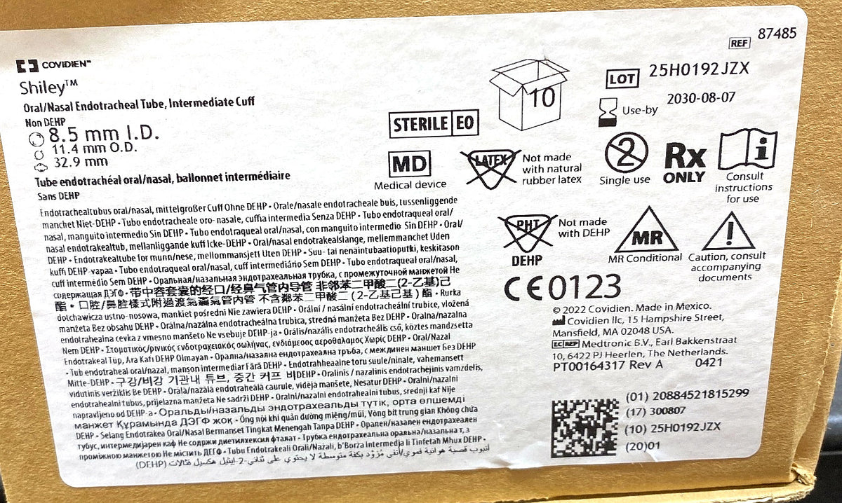 87485 - COVIDIEN - Oral/Nasal Endotracheal Tube, Intermediate Cuff Non DEHP, (BX/10)