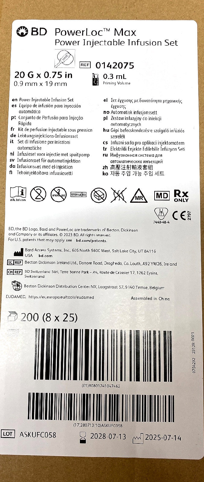 0142075 - BARD - PowerLoc Max 20G x 0.75 inch, (CS/200)