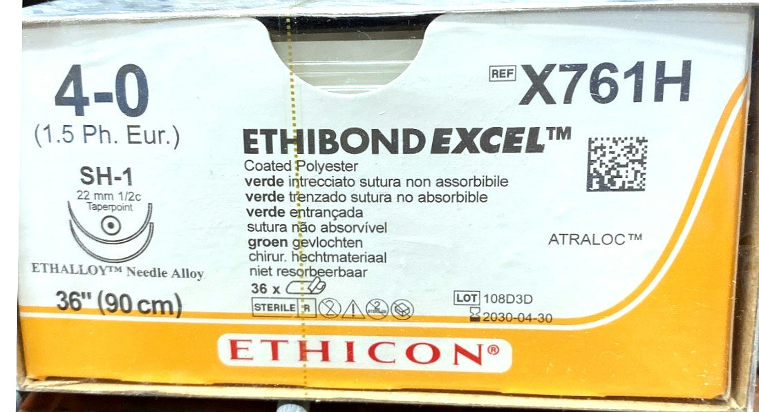 X761H - ETHICON - Green Braided Polyester, Nonabsorbable Surgical Suture, (BX/36)
