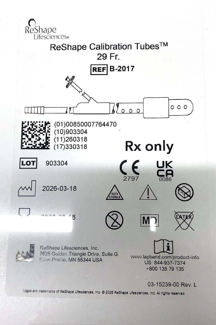 B-2017 - MEDTIMO - ReShape Calibration Tubes™, (BX/1)