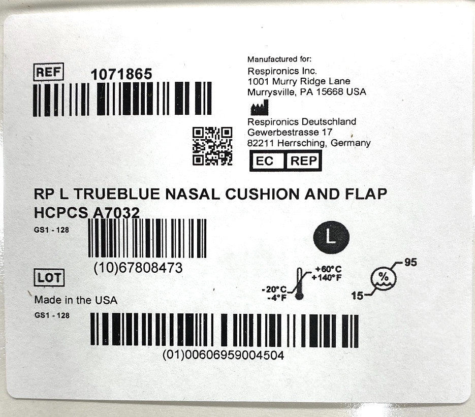 1071865 - RESPIRONICS - RP l true blue nasal cushion and flap, (EA/76)