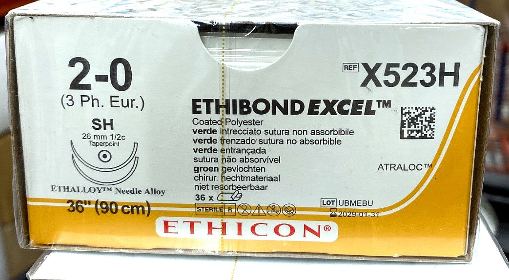 X523H - ETHICON - Green Braided Polyester, Nonabsorbable Surgical Suture, (BX/36)