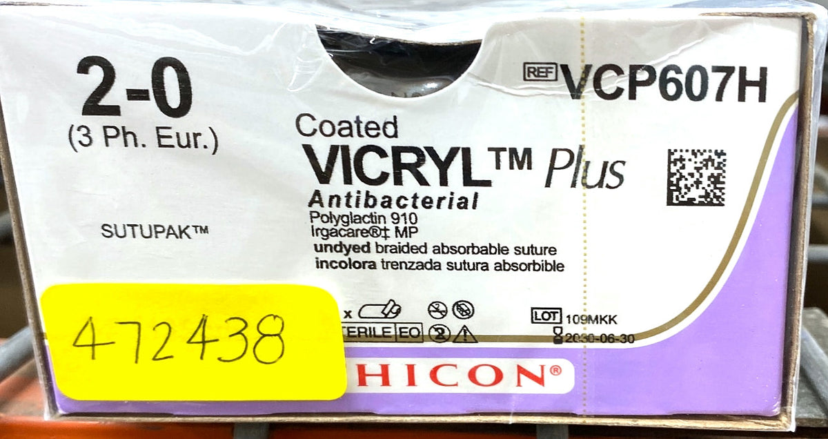 VCP607H - ETHICON - Antibacterial Undyed Braided (Polyglactin 910), Synthetic Absorbable Suture, (BX/36)