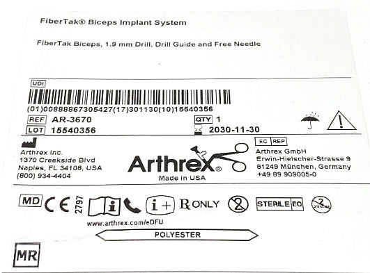 AR-3670 - ARTHREX - FiberTak Biceps Implant Set, (BX/1)