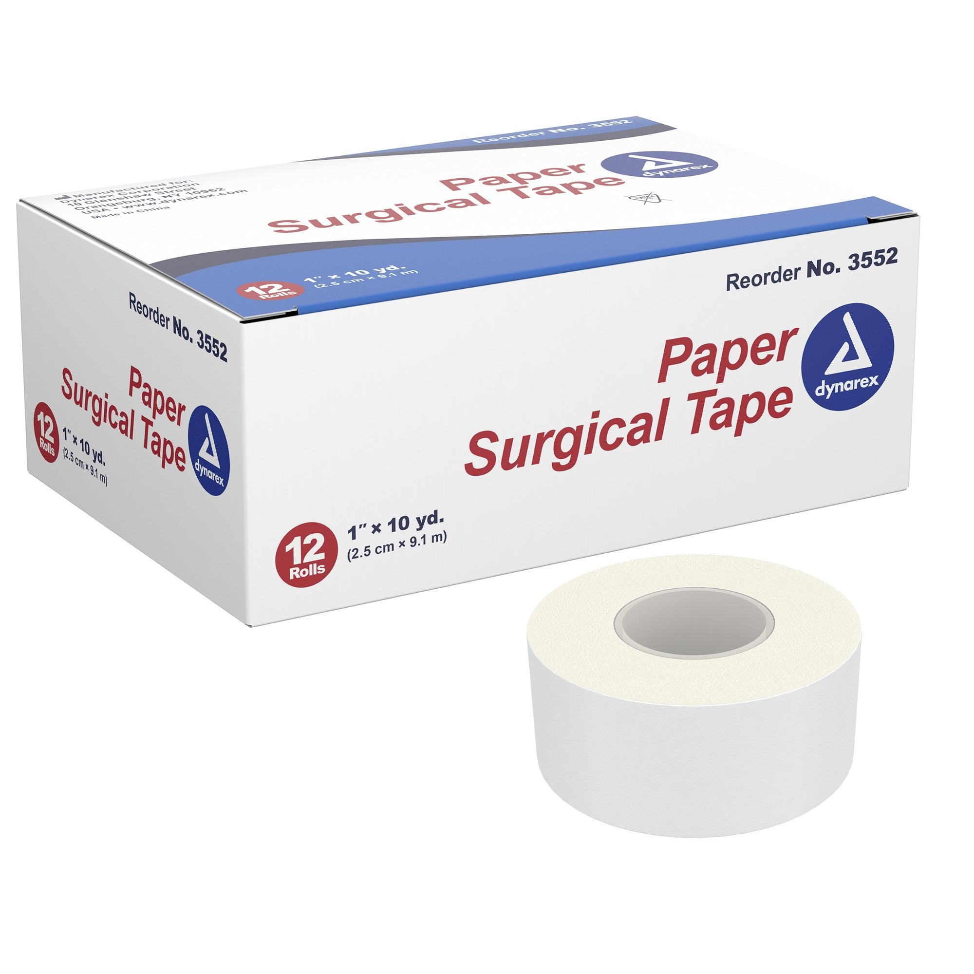 763386 - Dynarex - Dynarex Medical Tape White 1 in X 10 yd Paper, 3552, Sample Pack of 1, (EA)