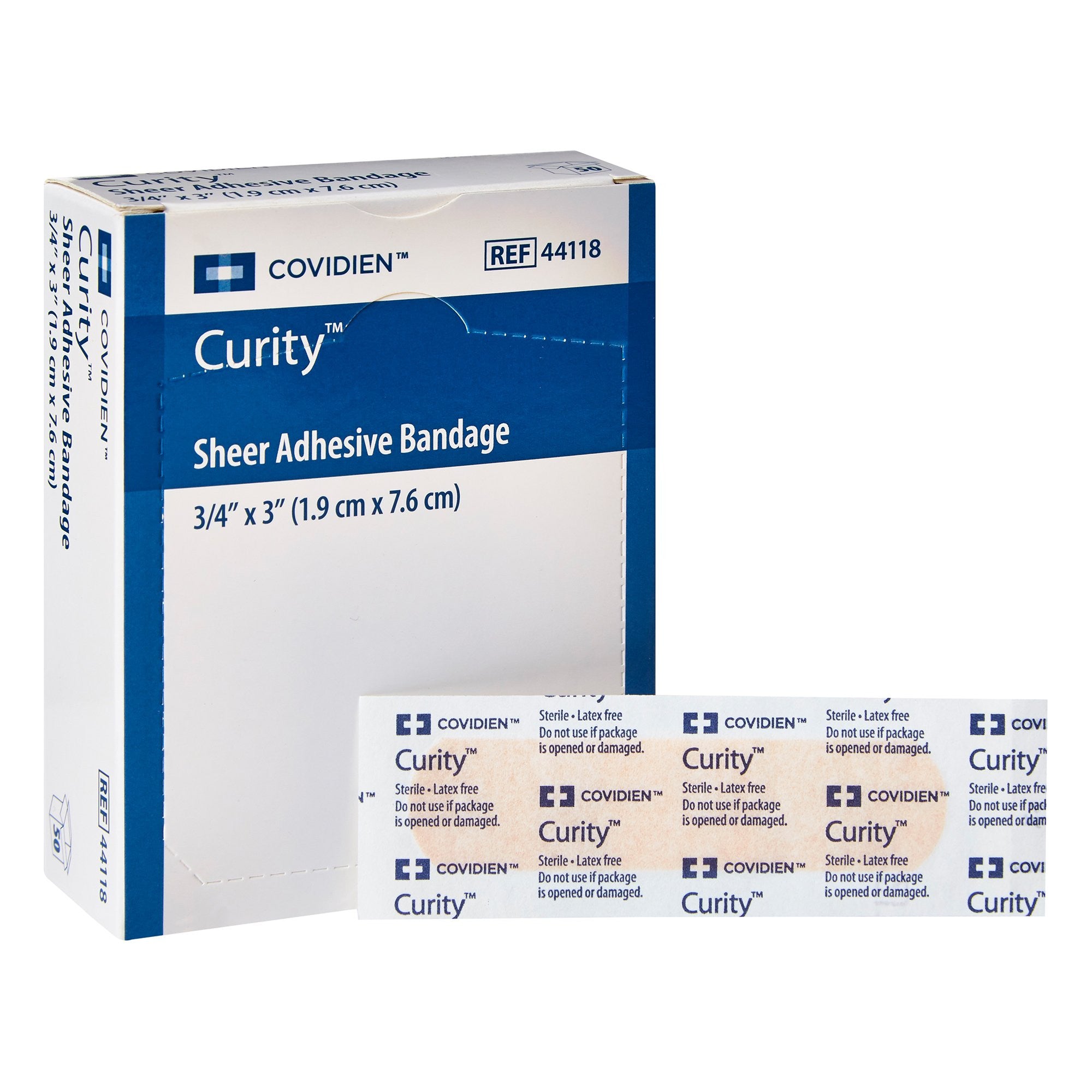 735146 - Curity - Curity Adhesive Strip Plastic Sheer 3/4 X 3 Inch Sterile, 44118, Box of 50, (BX)