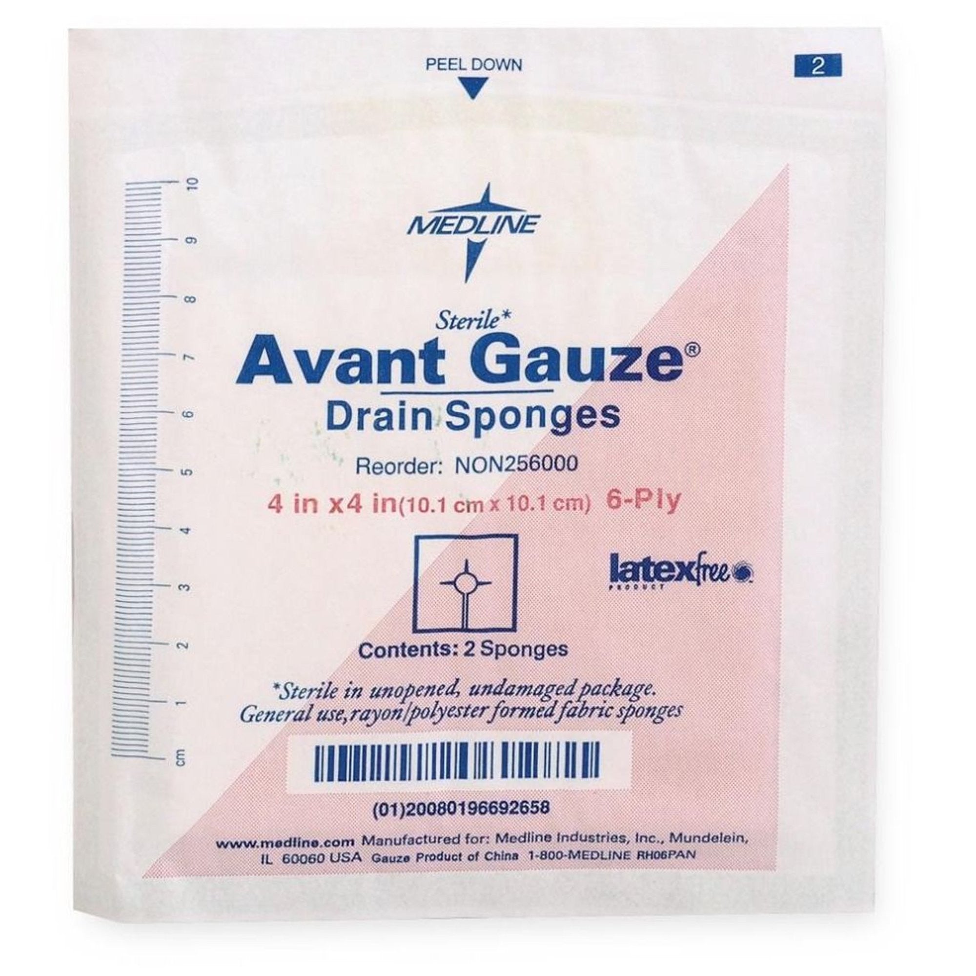 817341 - Medline - Medline Drain Sponge 4 X 4 in 6-Ply Sterile , NON256000, Case of 300, (CS)