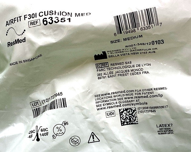 63351 - RESMED - AIRFIT F30I CUSHION MED, (EA/1)