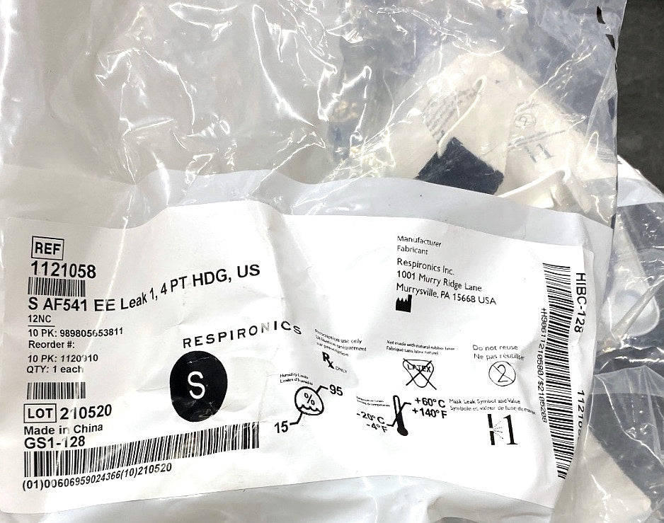 1121058 - RESPIRONICS - AF541 Mask with Entrainment Elbow, Leak 1, with Four Point Headgear, Small, (EA/1)