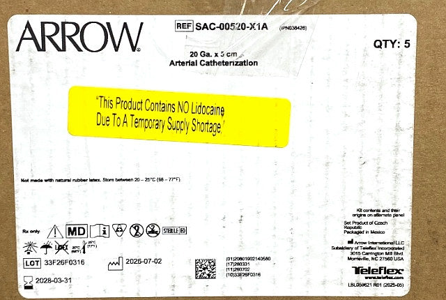 SAC-00520-X1A - TELEFLEX - Arterial Catheterization, (BX/5)