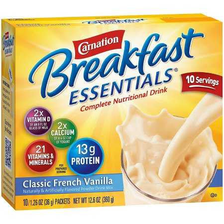 810730 - Carnation Breakfast Essentials - Carnation Breakfast Essentials Oral Supplement French Vanilla Flavor Powder 1.26 oz. Individual Packet, Box of 10, (BX)