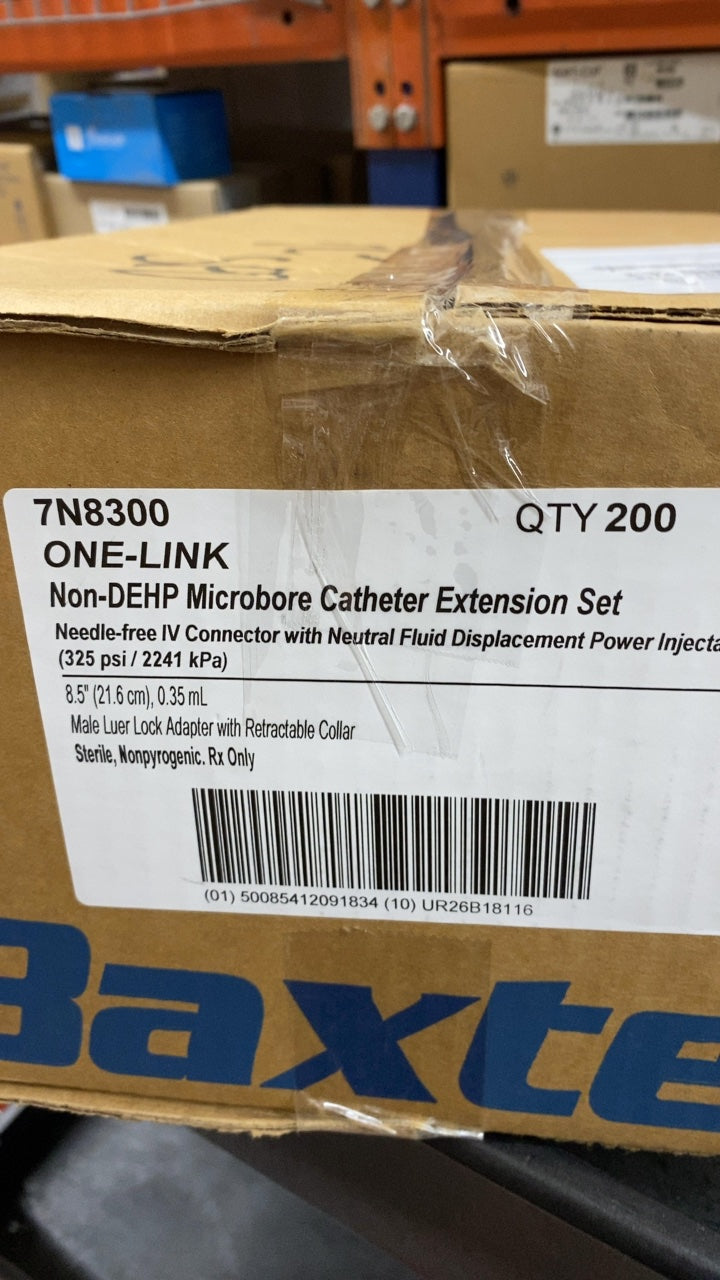 7N8300 - BAXTER - ONE-LINK Non-DEHP Microbore Catheter Extension Set Needle-free IV Connector with Neutral Fluid Displacement Power Inject, (BX/200)