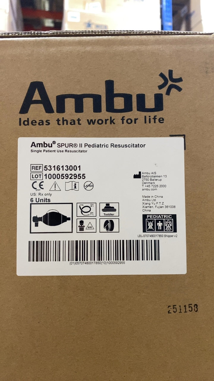 531613001 - AMBU - Spur II Pediatric Resuscitator Bags, (BX/6)