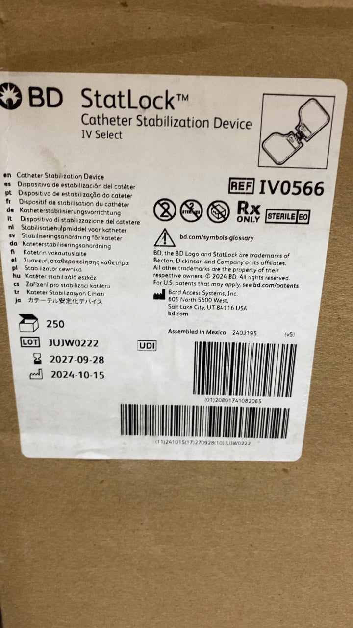 IV0566 - BD - StatLock Catheter Stabilization Device IV Select, (CS/250)