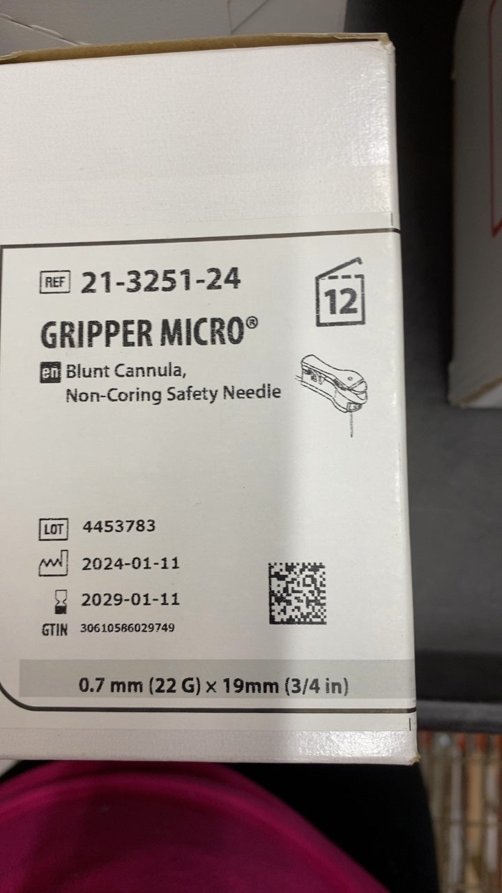 21-3251-24 - SMITHS MEDICAL - GRIPPER MICRO Blunt Cannula, Non-Coring Safety Needle, (BX/12)