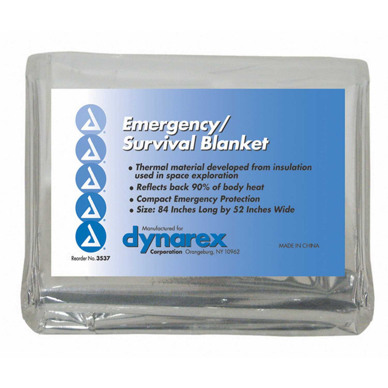 572224 - Dynarex - Rescue Blanket 52 W x 84 L Inch Mylar, Aluminum 3537 Case of 120, (CS)