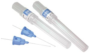 DN-2100 - Mydent - Agujas dentales desechables con punta de plástico, 27 g, cortas (punta amarilla), 100/caja (próximamente descontinuadas)