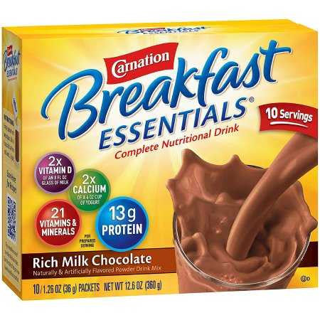 810729 - Carnation Breakfast Essentials - Carnation Breakfast Essentials Oral Supplement Rich Milk Chocolate Flavor Powder 1.26 oz. Individual Packet, Box of 10, (BX)