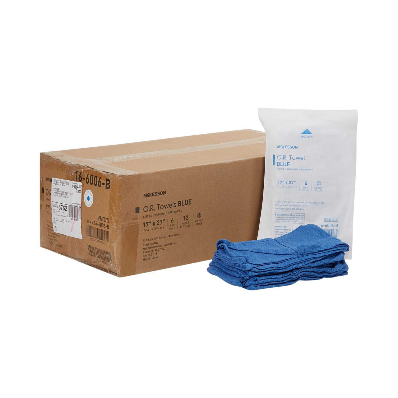 277862 - McKesson - McKesson O.R. Towel, 17 x 27 ", Blue, Sterile, 6 per Pack, Pack of 1, (PK)