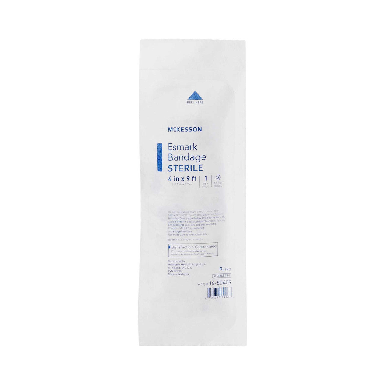767072 - McKesson - Esmark Compression Bandage McKesson 4 Inch x 3 Yard No Closure Blue Sterile High Compression 16-50409 Case of 20, (CS)