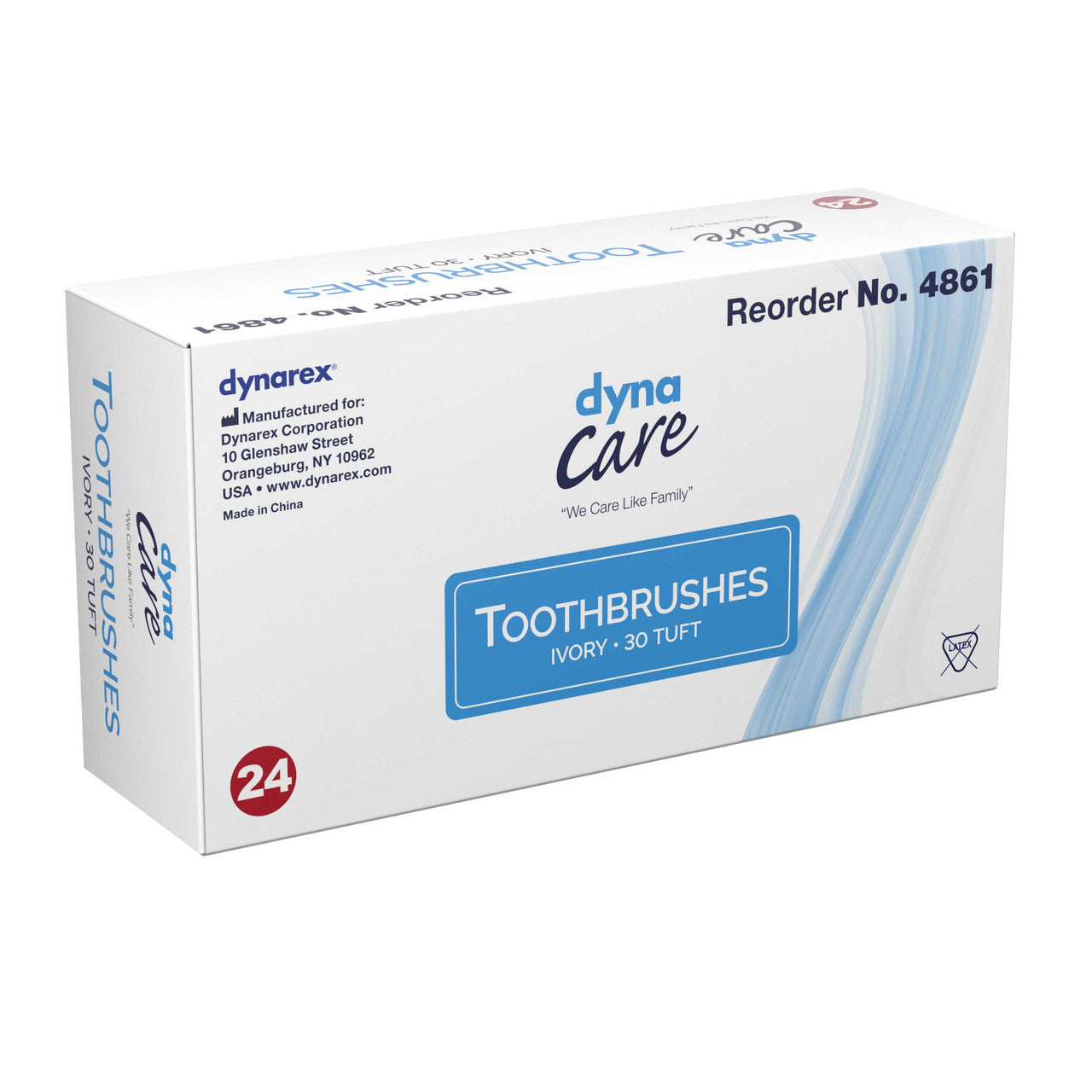 826973 - Dynarex - Toothbrush Dynarex White Adult Soft 4861 Pack of 1, (EA)