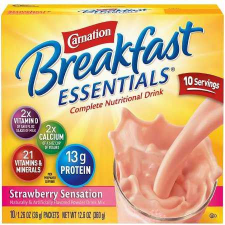 714273 - Carnation Breakfast Essentials - Carnation Breakfast Essentials Oral Supplement Strawberry Sensation Flavor Powder 1.26 oz. Individual Packet, Box of 10, (BX)