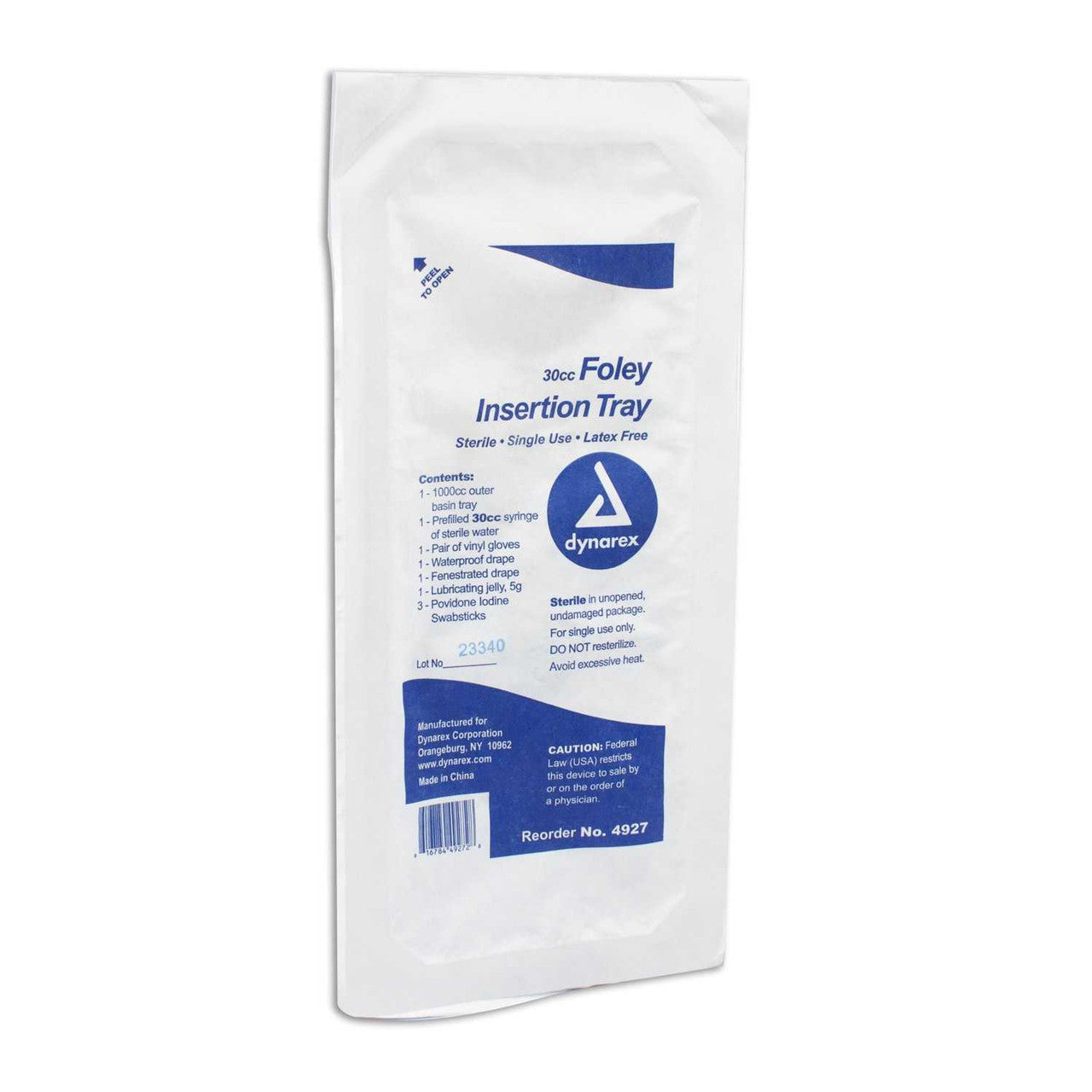 735237 - Dynarex - Catheter Insertion Tray Dynarex Foley Without Catheter Without Balloon Without Catheter 4927 Case of 20, (CS)