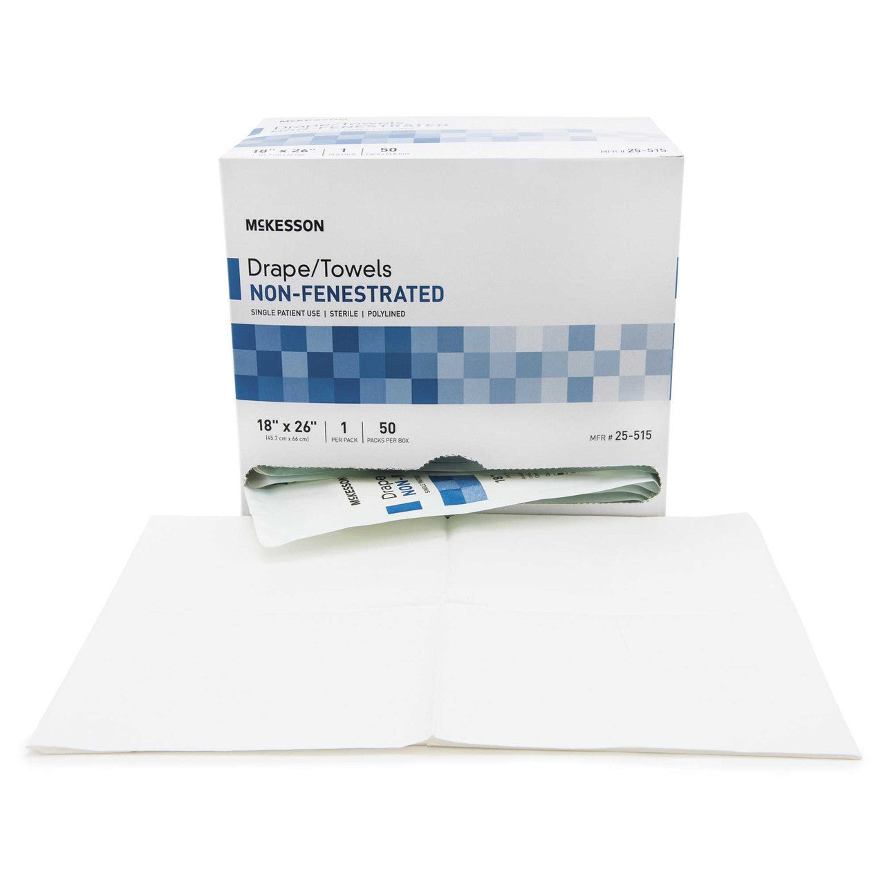 68107 - McKesson - McKesson General Purpose Drape Without Adhesive, Nonfenestrated, 18 W X 26 L", White, Sterile, Case of 300, (CS)